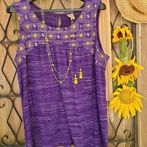 3X, Floral tank purple and yellow 💛 💜